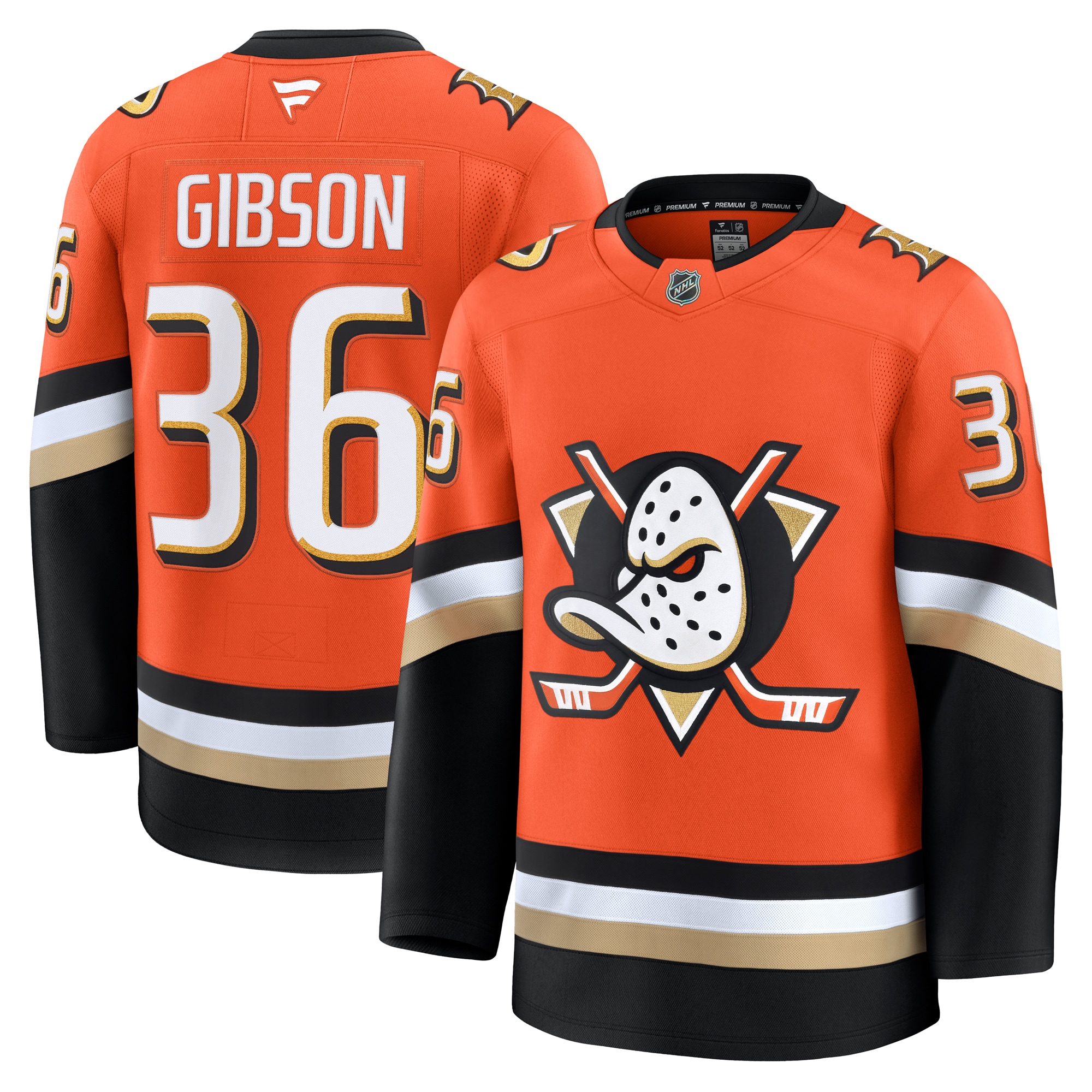 anaheim ducks fanatics branded home premium jersey – orange – john gibson – mens – Vancouver Canucks Jerseys and Headwear Collection
