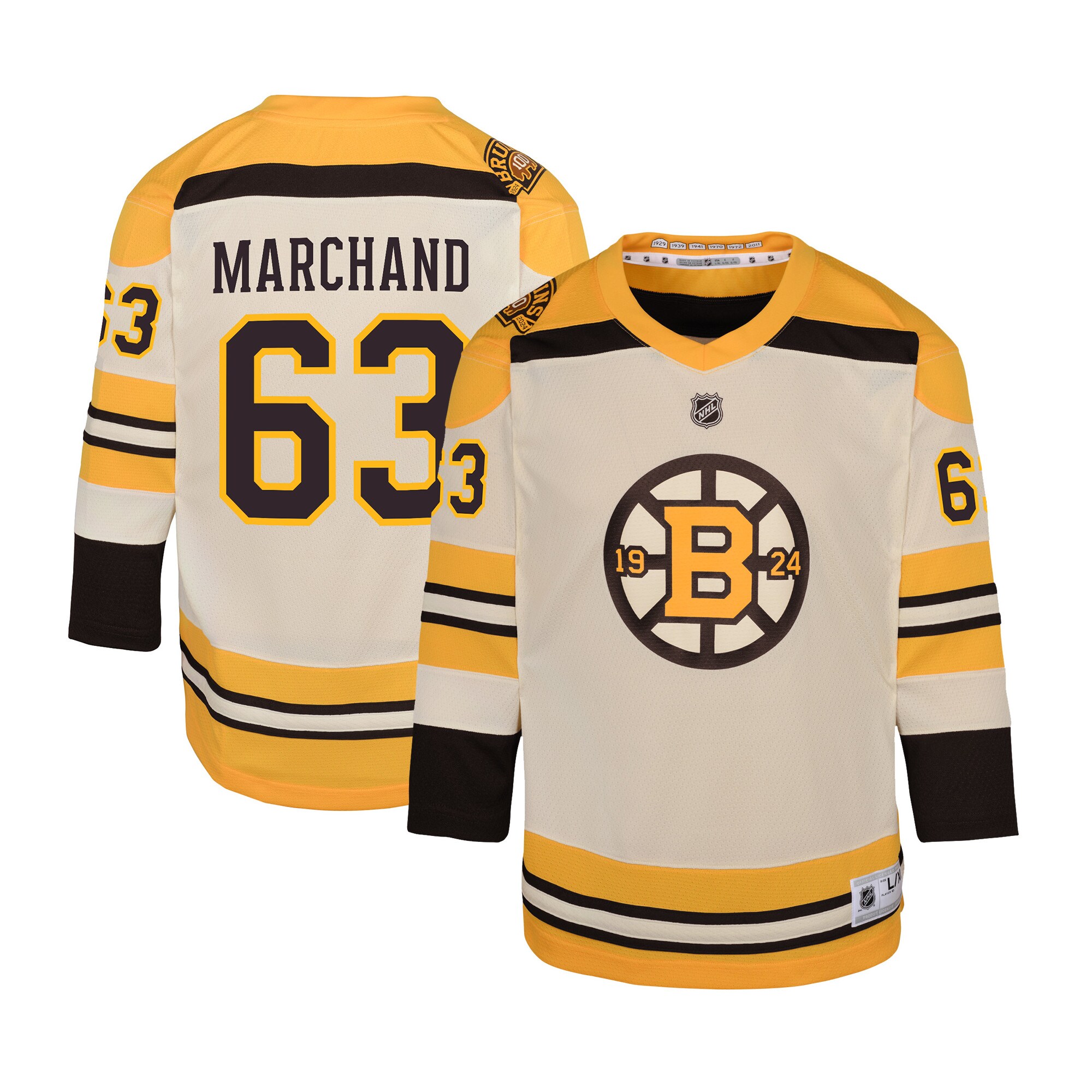 boston bruins 100th anniversary replica alternate breakaway jersey – cream – brad marchand – youth – Vancouver Canucks Jerseys and Headwear Collection