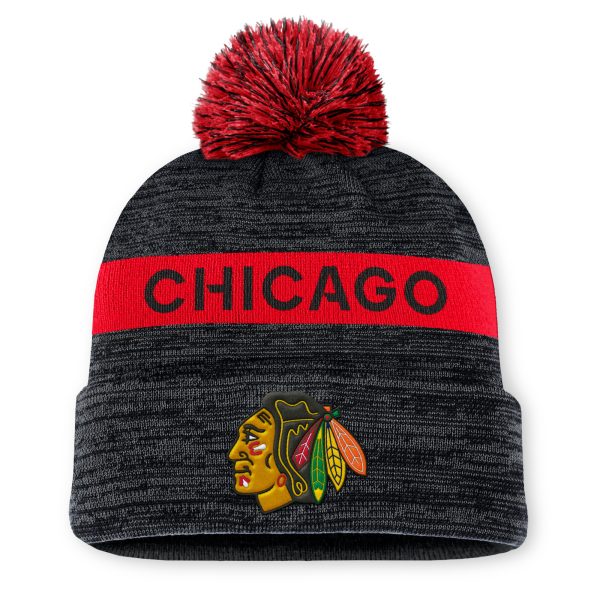 chicago blackhawks authentic pro rink beanie cuff with pom – Vancouver Canucks Jerseys and Headwear Collection