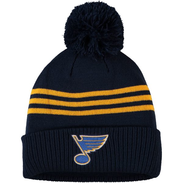 men8217s adidas navy st. louis blues locker room three stripe cuffed knit hat with pom – Vancouver Canucks Jerseys and Headwear Collection