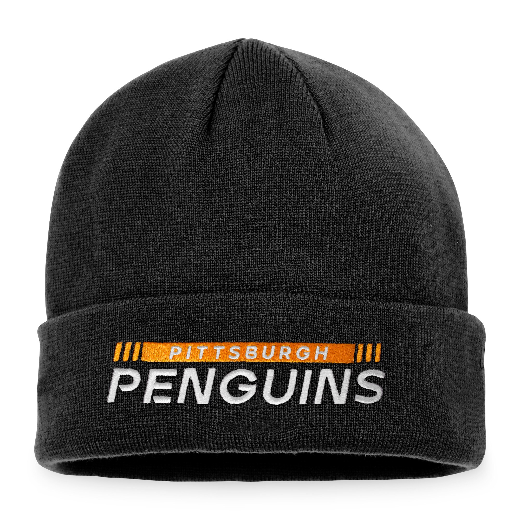 men8217s fanatics black pittsburgh penguins authentic pro rink cuffed knit hat – Vancouver Canucks Jerseys and Headwear Collection
