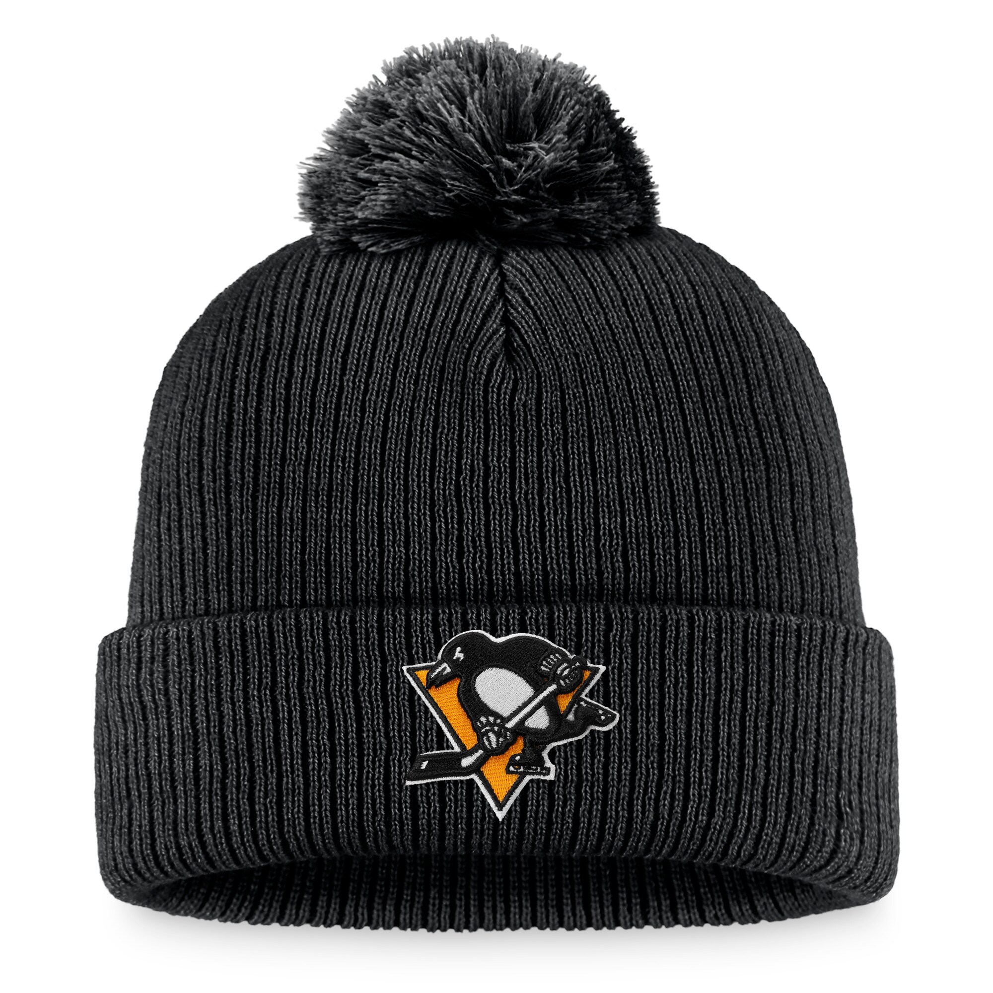 men8217s fanatics black pittsburgh penguins core primary logo cuffed knit hat with pom – Vancouver Canucks Jerseys and Headwear Collection