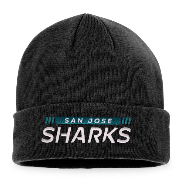 men8217s fanatics black san jose sharks authentic pro rink cuffed knit hat – Vancouver Canucks Jerseys and Headwear Collection