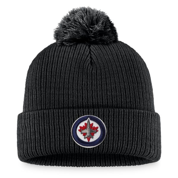 men8217s fanatics black winnipeg jets core primary logo cuffed knit hat with pom – Vancouver Canucks Jerseys and Headwear Collection