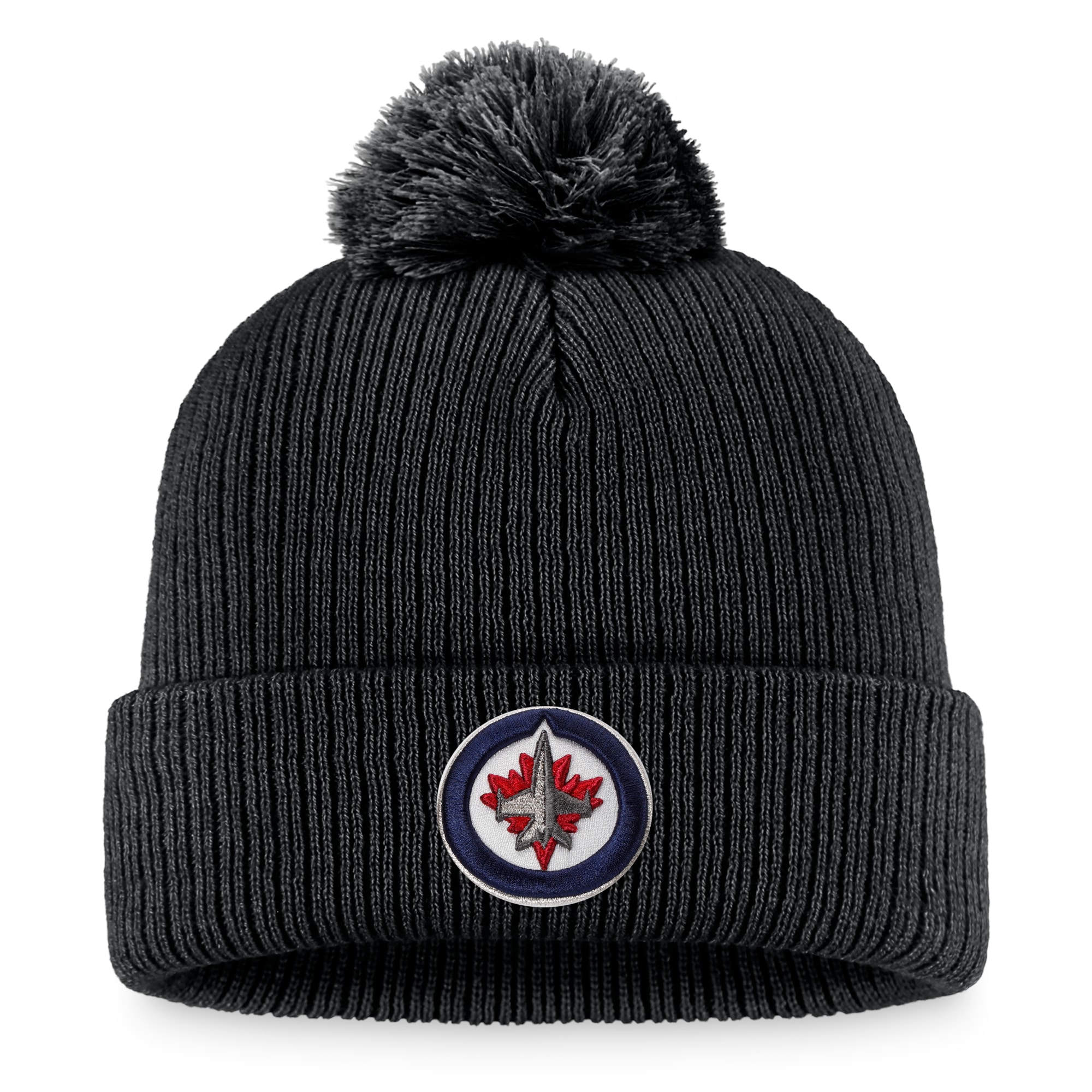 men8217s fanatics black winnipeg jets core primary logo cuffed knit hat with pom – Vancouver Canucks Jerseys and Headwear Collection