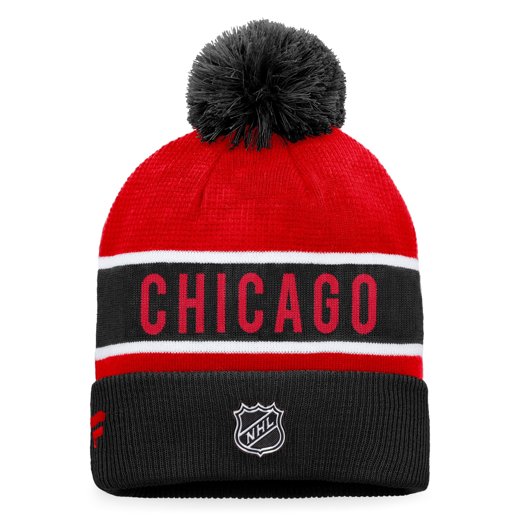 men8217s fanatics blackred chicago blackhawks authentic pro rink cuffed knit hat with pom – Vancouver Canucks Jerseys and Headwear Collection