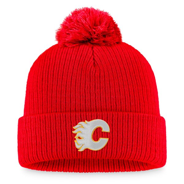 men8217s fanatics red calgary flames core primary logo cuffed knit hat with pom – Vancouver Canucks Jerseys and Headwear Collection