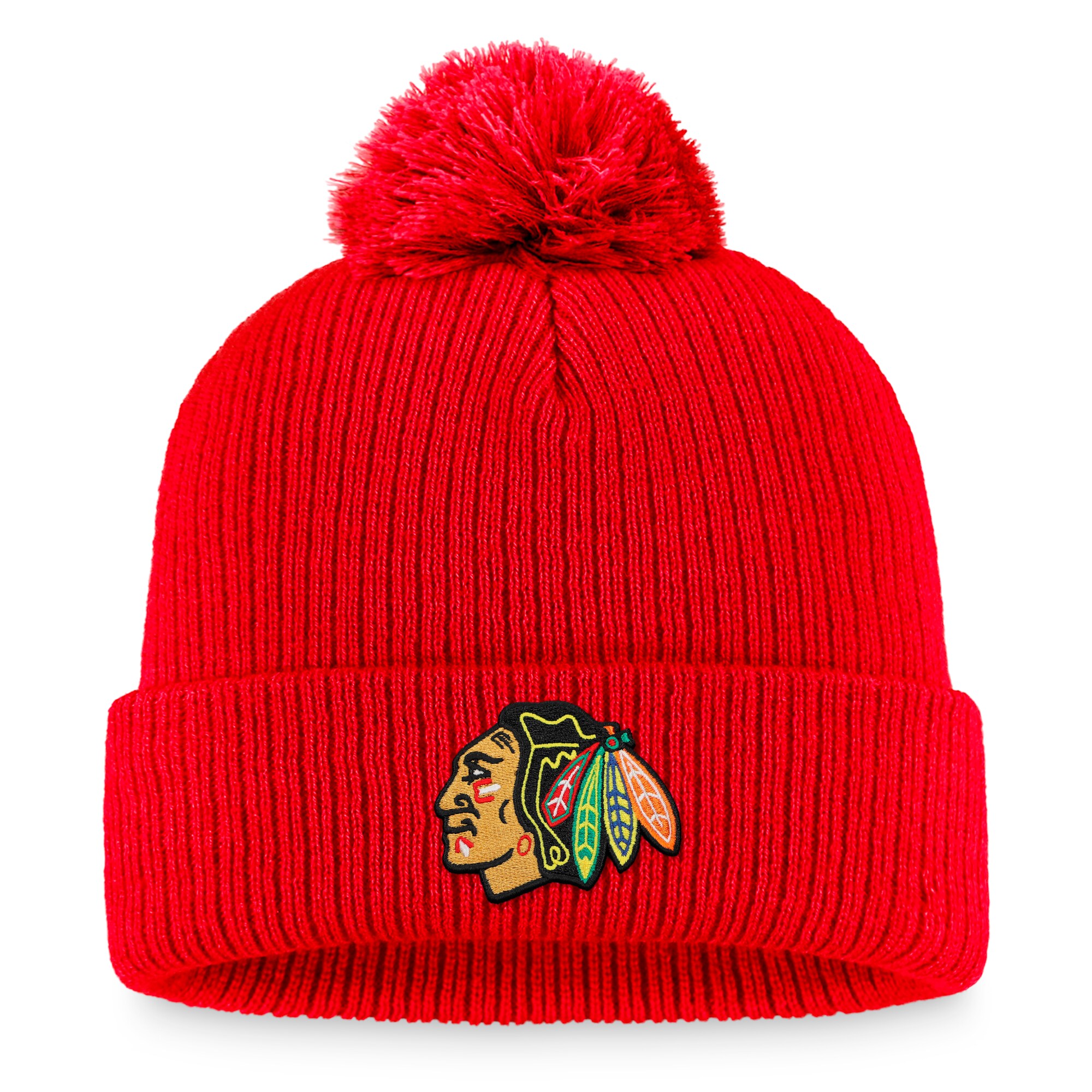 men8217s fanatics red chicago blackhawks core primary logo cuffed knit hat with pom – Vancouver Canucks Jerseys and Headwear Collection
