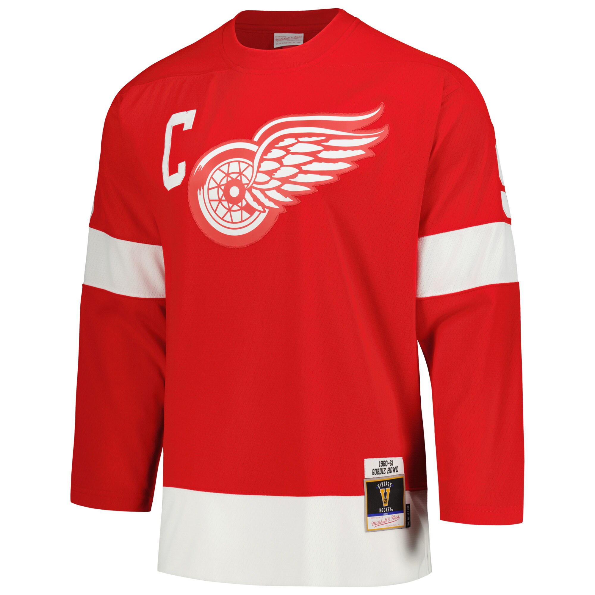 men8217s mitchell amp ness gordie howe red detroit red wings captain patch 196061 blue line player jersey – Vancouver Canucks Jerseys and Headwear Collection