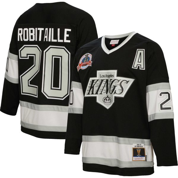 men8217s mitchell amp ness luc robitaille black los angeles kings alternate captain patch 199293 blue line player jersey – Vancouver Canucks Jerseys and Headwear Collection