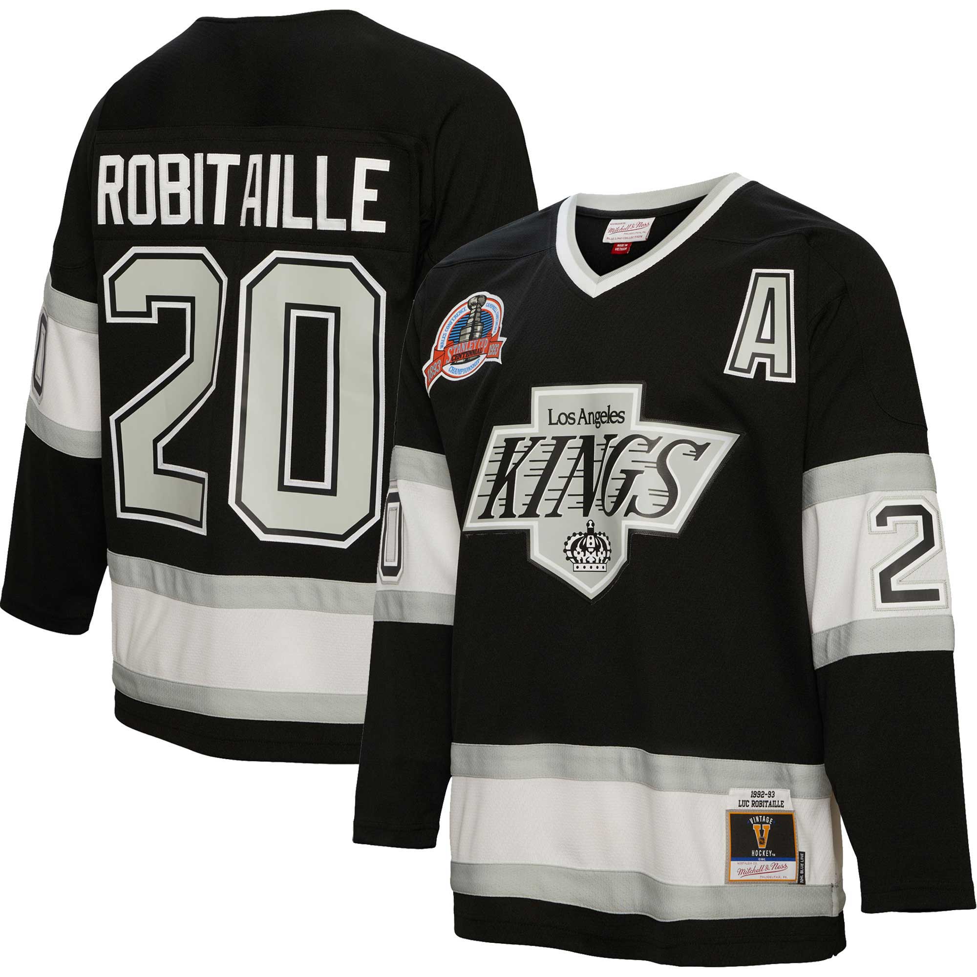 men8217s mitchell amp ness luc robitaille black los angeles kings alternate captain patch 199293 blue line player jersey – Vancouver Canucks Jerseys and Headwear Collection
