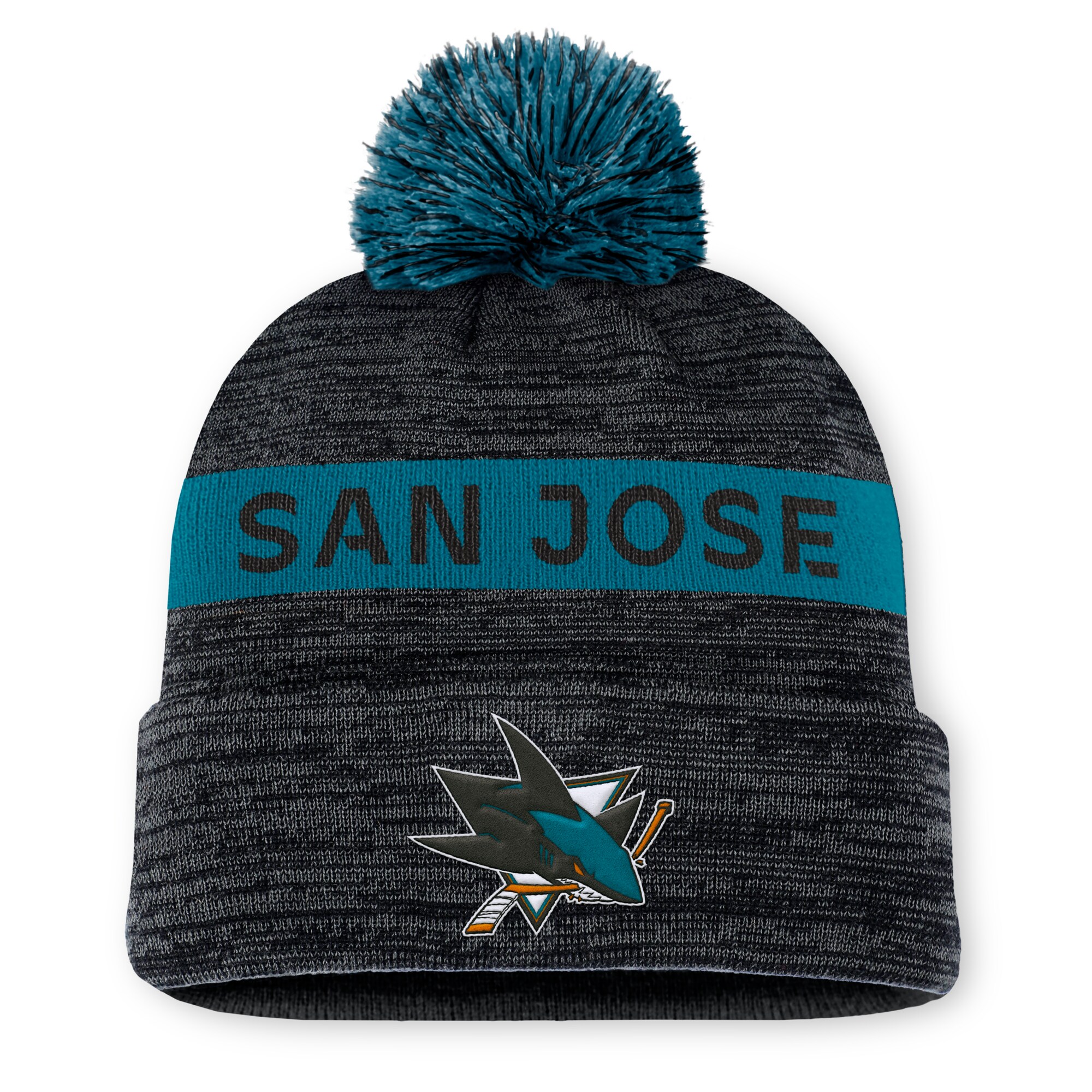 san jose sharks authentic pro rink beanie cuff with pom – Vancouver Canucks Jerseys and Headwear Collection