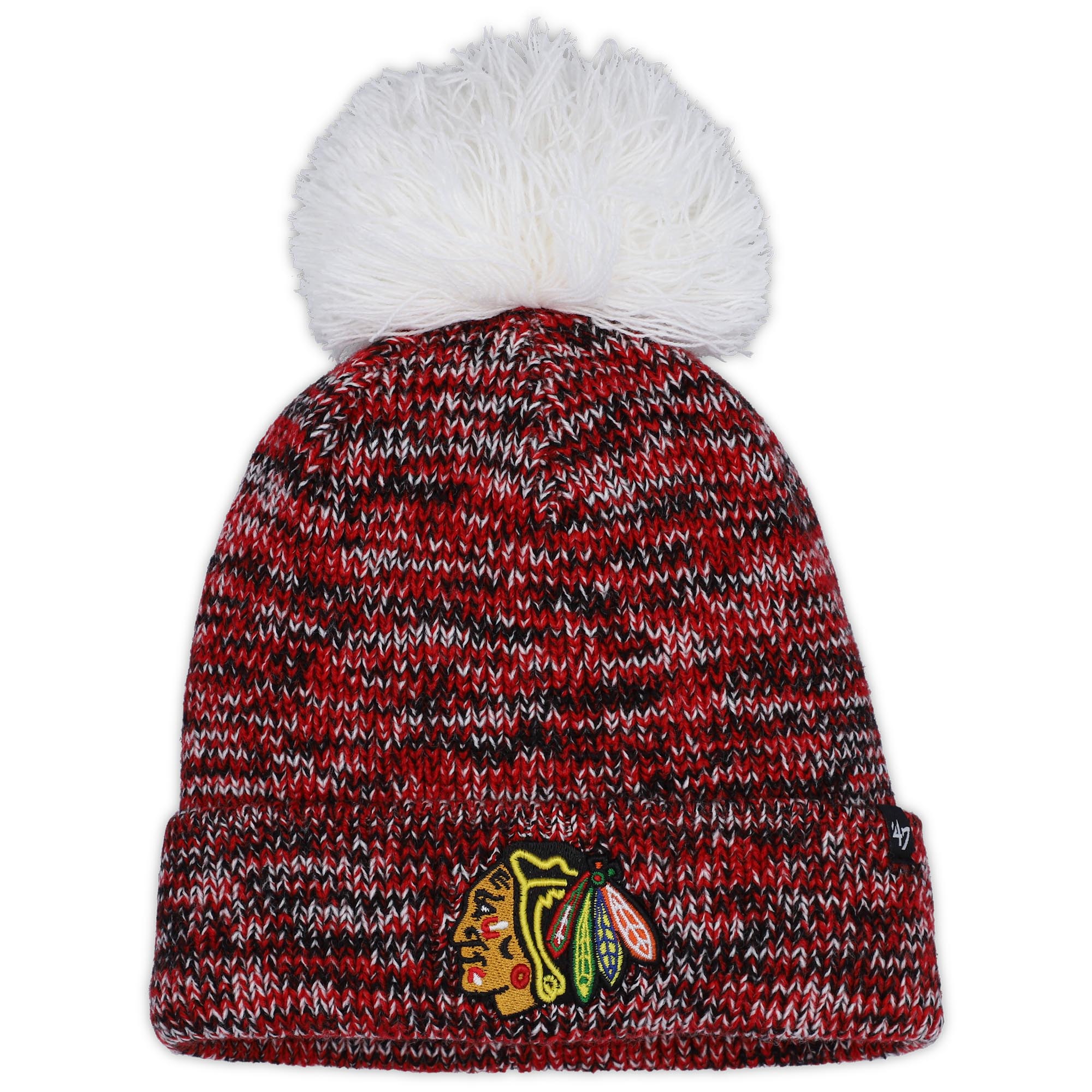 women8217s 821747 black chicago blackhawks triple cross cuffed knit hat with pom – Vancouver Canucks Jerseys and Headwear Collection