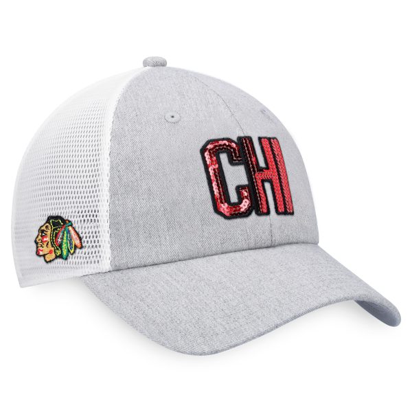 women8217s fanatics heather graywhite chicago blackhawks iconic glimmer trucker snapback hat – Vancouver Canucks Jerseys and Headwear Collection