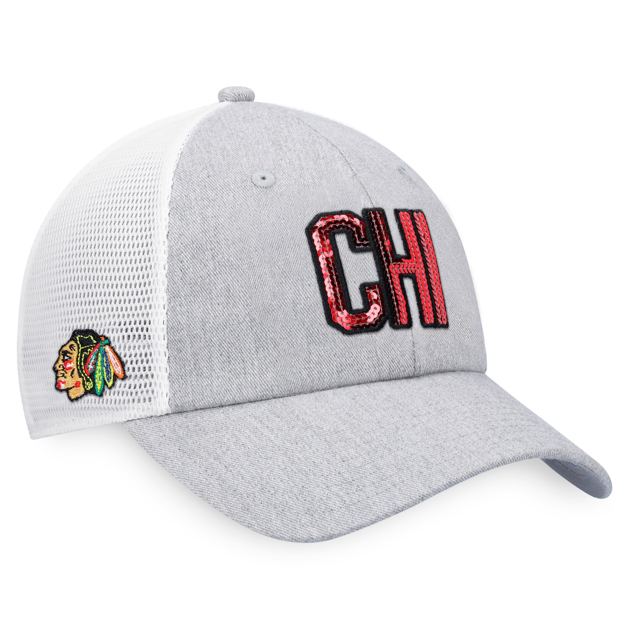 women8217s fanatics heather graywhite chicago blackhawks iconic glimmer trucker snapback hat – Vancouver Canucks Jerseys and Headwear Collection
