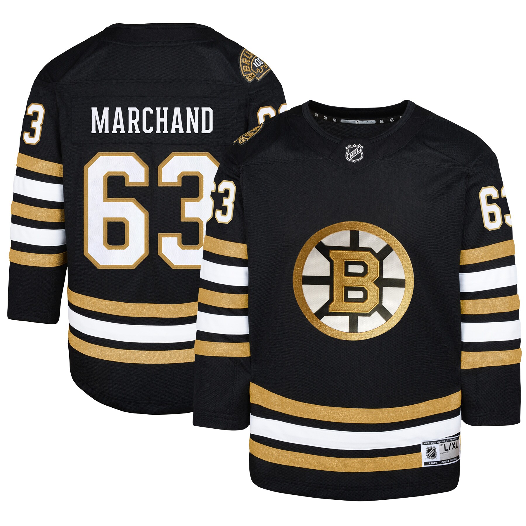 youth brad marchand black boston bruins 100th anniversary premier player jersey – Vancouver Canucks Jerseys and Headwear Collection