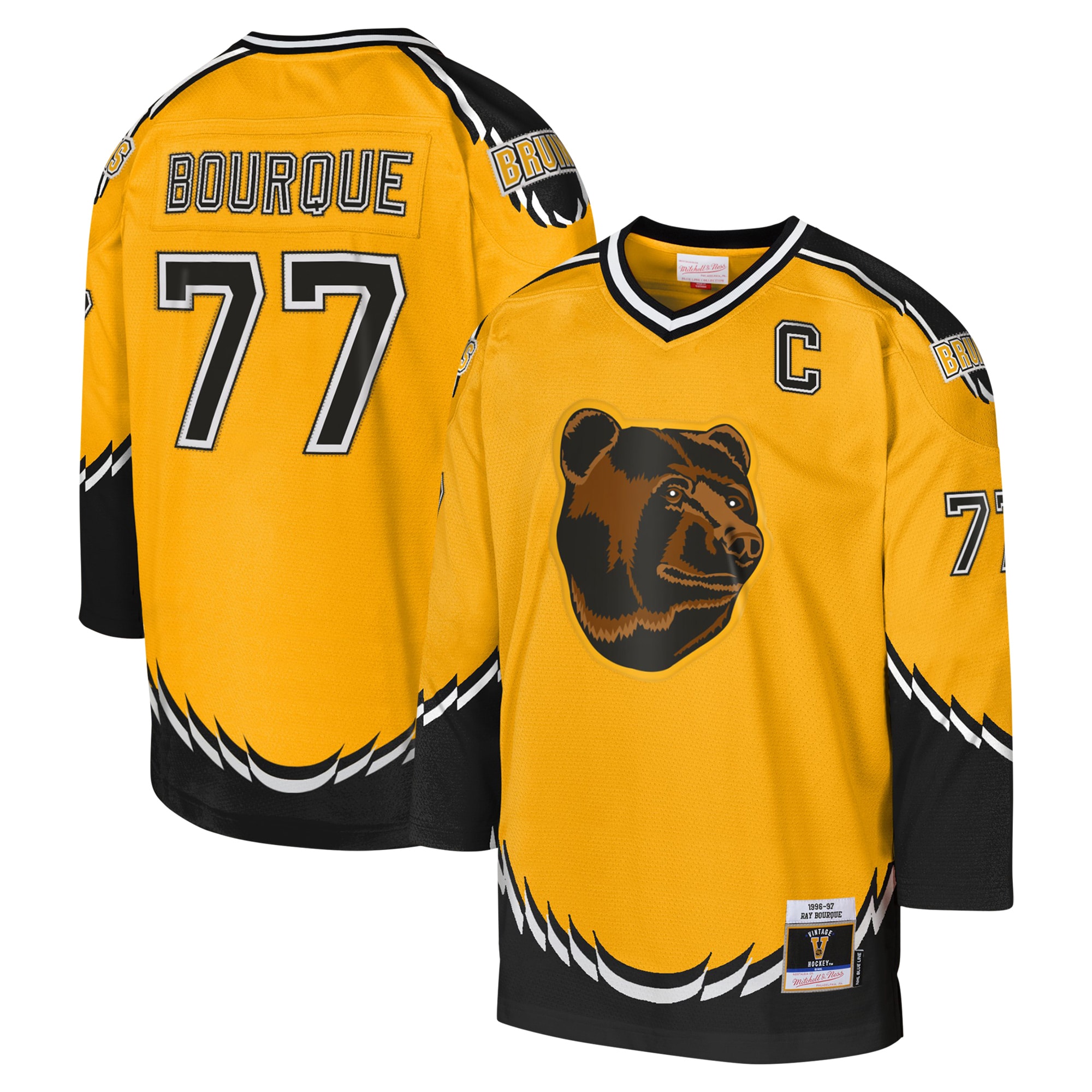 youth mitchell amp ness ray bourque gold boston bruins 1996-97 blue line captain patch player jersey – Vancouver Canucks Jerseys and Headwear Collection